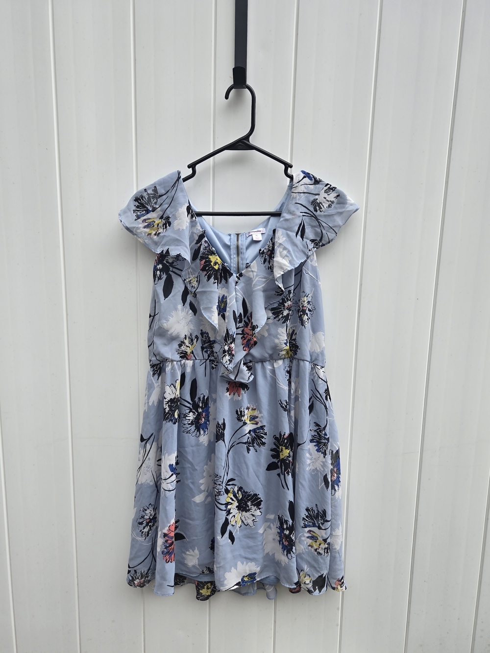 Xhilaration Light Blue Floral Ruffle Dress Size XL